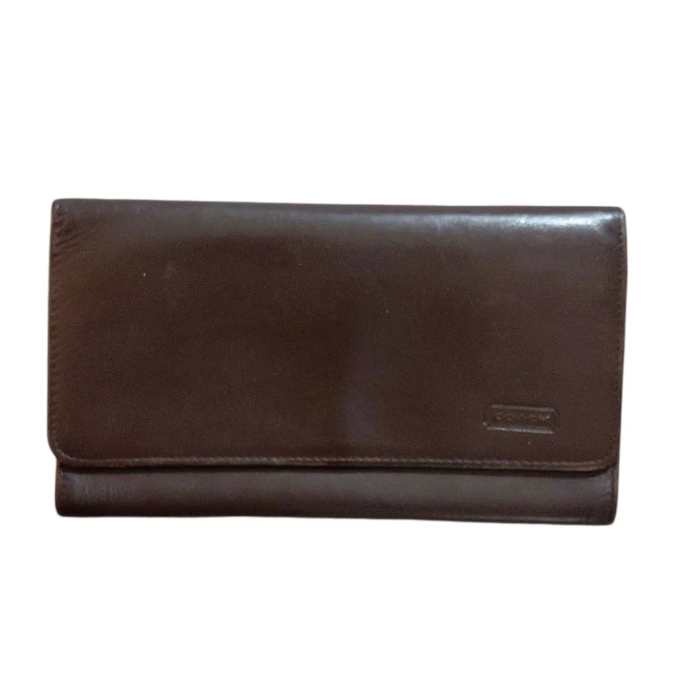 Coach Dark Brown Wallet Soft Leather Tri-fold Wallet - Picture 13 of 13